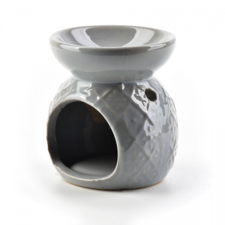 Szary kominek na olejek zapachowy połysk ceramika ozdobny
