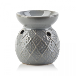 Szary kominek na olejek zapachowy połysk ceramika ozdobny