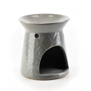 Szary kominek na olejek zapachowy połysk ceramika ozdoba