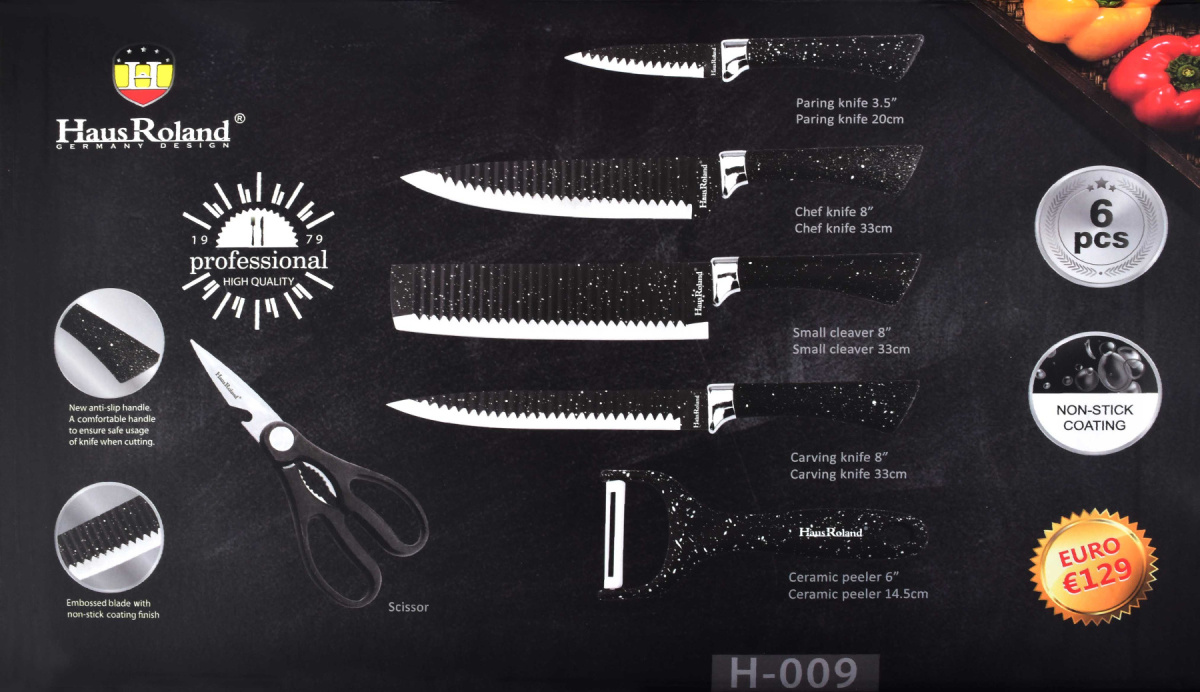 Zestaw 4 noży ze stali nierdzewnej obieraczka nożyczki