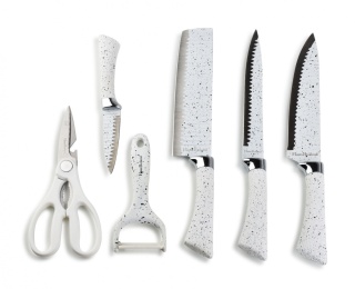 Zestaw 4 noży ze stali nierdzewnej obieraczka nożyczki