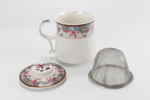 Zestaw kubek zaparzacz do herbaty kwiaty Fusaichi Pegasus