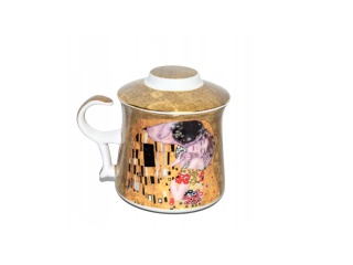Zestaw kubek zaparzacz sitko do ziół Klimt Pocałunek