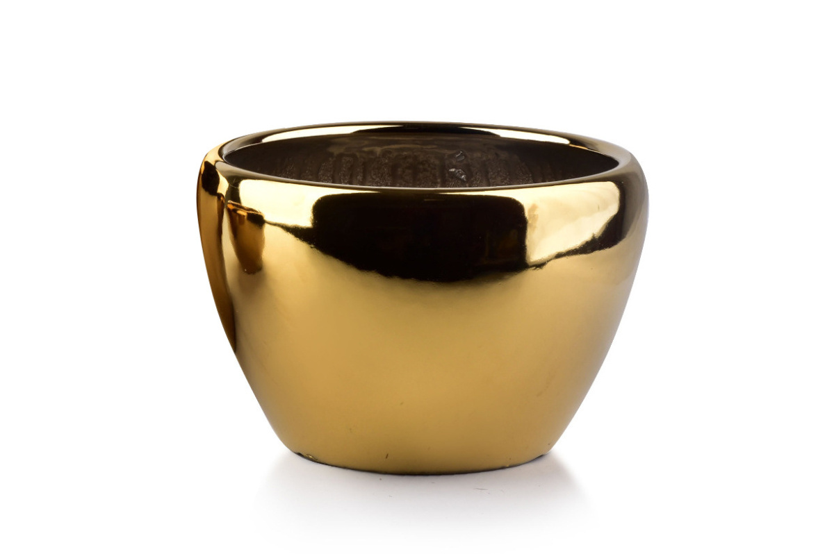 Ceramiczna złota doniczka osłonka NEVA GOLD błyszcząca XL