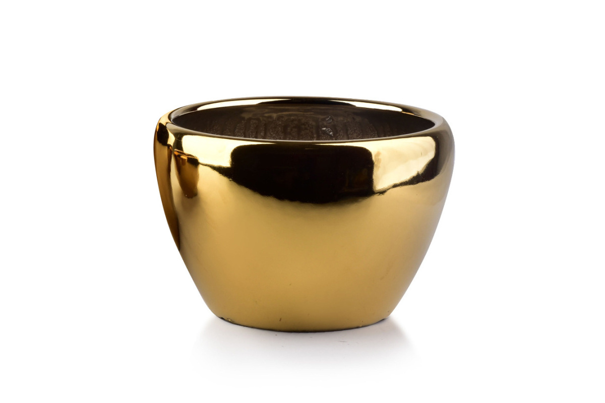 Ceramiczna złota doniczka osłonka NEVA GOLD na prezent L