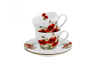 Komplet dwie filiżanki espresso Classic Poppies na prezent