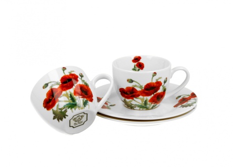 Komplet dwie filiżanki espresso Classic Poppies na prezent