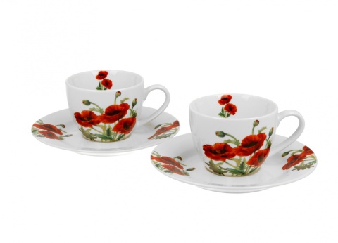 Komplet dwie filiżanki espresso Classic Poppies na prezent