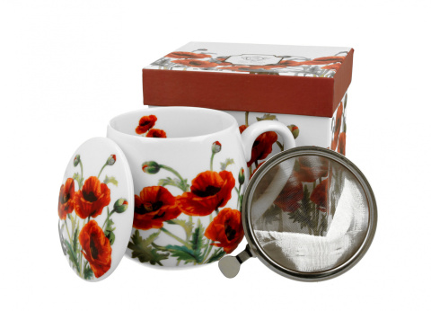 Zestaw kubek z zaparzaczem do herbaty Classic Poppies maki