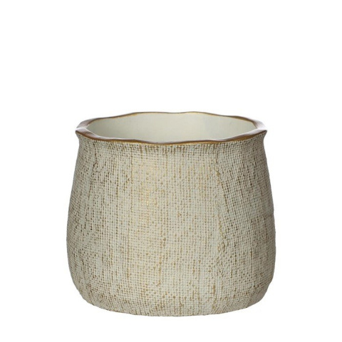 Osłonka doniczka ceramika Duke na kwiaty złota matowa