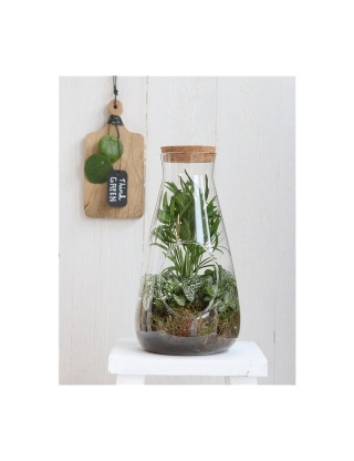 Szklana butelka słoik z pokrywką ozdobna las w szkle