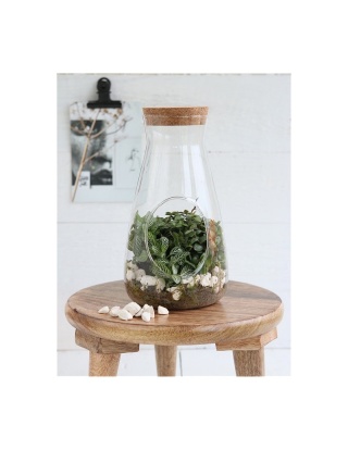 Ozdobna szklana butelka słoik z pokrywką las w słoiku stożek