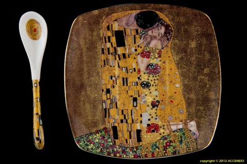 KLIMT POCAŁUNEK ZESTAW 6 FILIŻANEK + ŁYŻECZKI