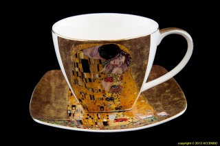 KLIMT POCAŁUNEK ZESTAW 6 FILIŻANEK + ŁYŻECZKI