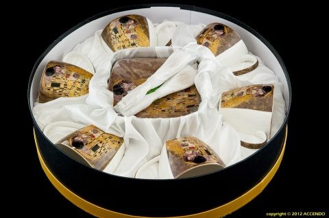 KLIMT POCAŁUNEK ZESTAW 6 FILIŻANEK + ŁYŻECZKI