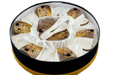 KLIMT POCAŁUNEK ZESTAW 6 FILIŻANEK + ŁYŻECZKI