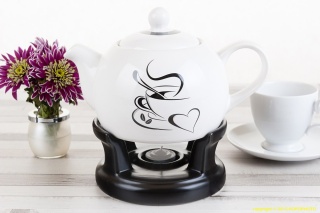 DZBANEK Z PODGRZEWACZEM 1 LITR BIAŁY IMBRYK NOWY