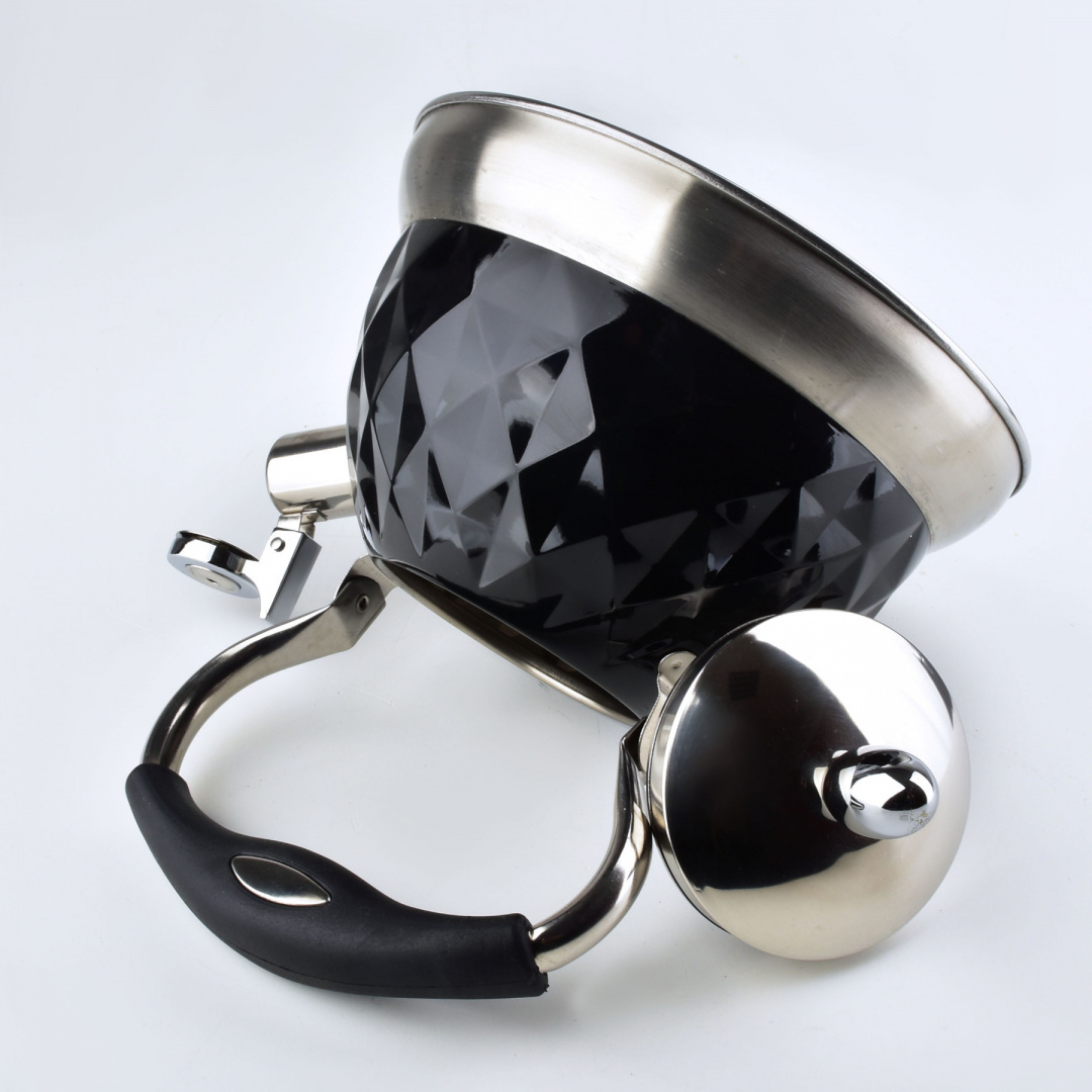 Czajnik metalowy czarny srebrny 3 l Cookini Diamond gwizdek