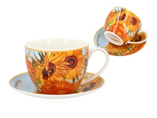 Komplet filiżanka ze spodkiem słoneczniki do kawy Carmani
