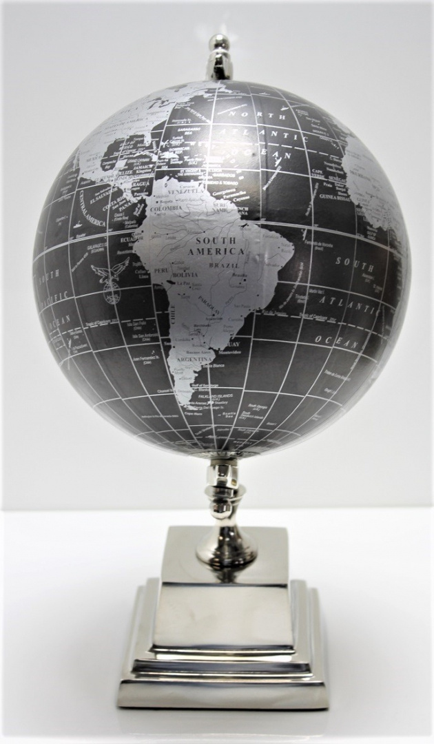 Globus ozdobny dekoracyjny do biura prezent srebny
