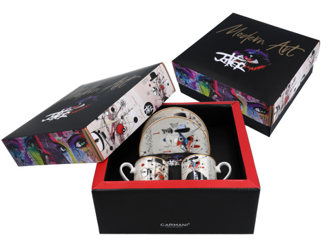 Zestaw 2 filiżanki spodki espresso Carmani mocca Jover