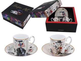 Zestaw 2 filiżanki spodki espresso Carmani mocca Jover