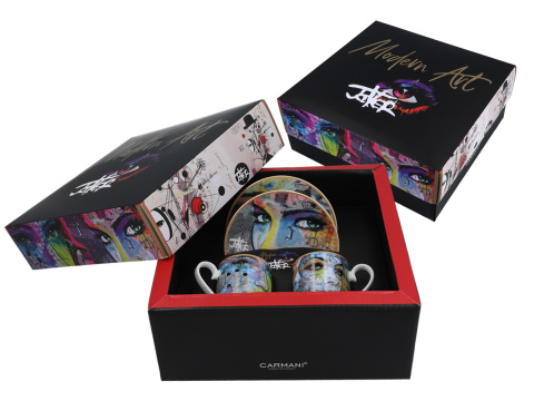 Komplet 2 filiżanki spodki espresso Carmani mocca Jover