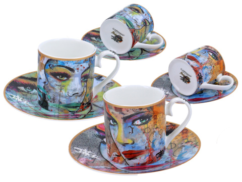 Komplet 2 filiżanki spodki espresso Carmani mocca Jover