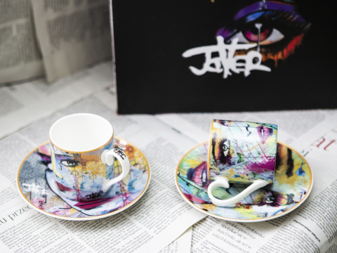 Komplet 2 filiżanki spodki espresso Carmani mocca Jover