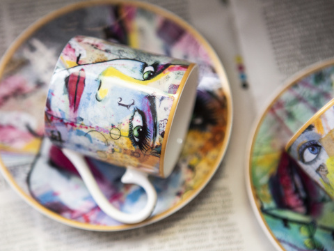 Komplet 2 filiżanki spodki espresso Carmani mocca Jover