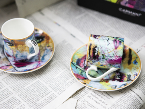 Komplet 2 filiżanki spodki espresso Carmani mocca Jover