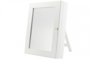 Ozdobna szkatułka szafka na biżuterię biała z lusterkiem