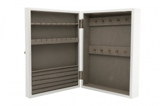 Ozdobna szkatułka szafka na biżuterię biała z lusterkiem