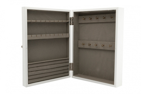 Ozdobna szkatułka szafka na biżuterię biała z lusterkiem