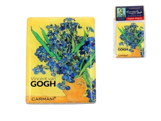 Ozdobny magnes na lodówkę szklany Van Gogh Wazon z irysami