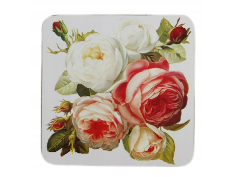 Podkładki korkowe 6 szt pod filiżankę kufel róża czerwona