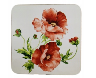 Podkładki korkowe 6 szt pod kubek filiżankę czerwone maki