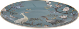 Talerz deserowy porcelanowy niebieski złoty rant 20 cm