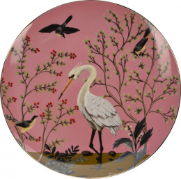 Talerz deserowy porcelanowy różowy złoty rant 20 cm