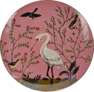 Talerz obiadowy płytki porcelanowy różowy ozdobny 26 cm