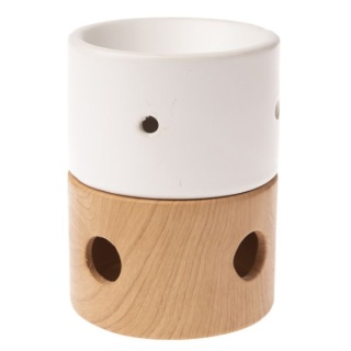 Biały ceramiczny kominek na olejek zapachowy drewno ozdoba