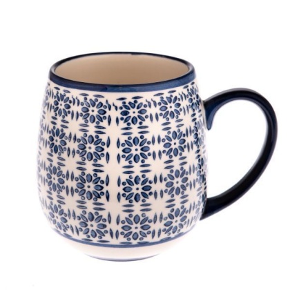 Ceramiczny kubek beczułka marokański wzór granatowy