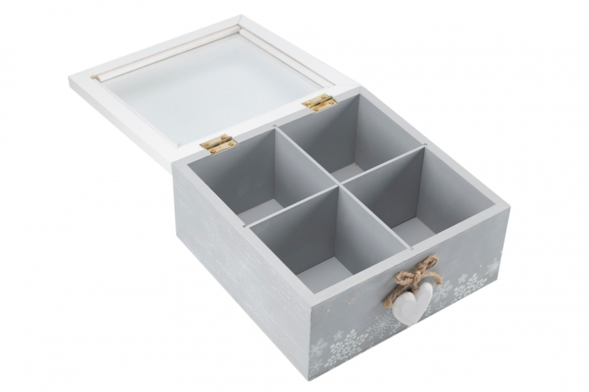 Drewniana skrzynka szkatułka na biżuterię herbatę biała