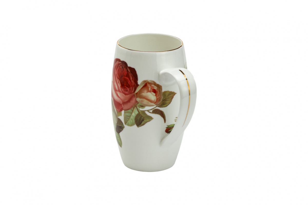 Duży kubek na prezent w róże porcelanowy do kawy herbaty