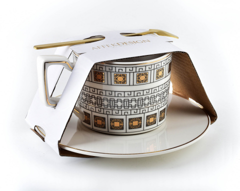 Zestaw filiżanka ze spodkiem i łyżecką do kawy Otis budynek