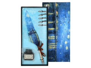 Komplet piśmienniczy z kałamarzem stalówkami Van Gogh