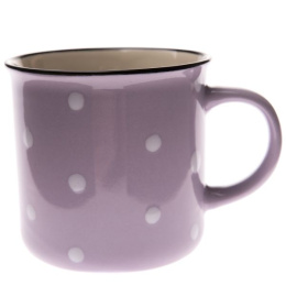 Kubek ceramiczny fioletowy w białe kropki do herbaty kawy
