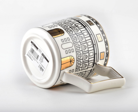 Kubek porcelanowy do herbaty kawy Otis ozdobny ze złotem