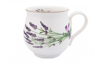 Kubek z Mieroszowa w kształcie baniastym z lawendą