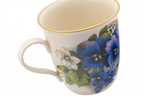 Kubek z motywem bratków do herbaty z Mieroszowa